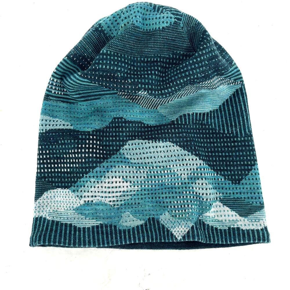 Smartwool Thermal Merino Reversible Beanie Blue Pattern Cuffed Wool Hat - Picture 5 of 8